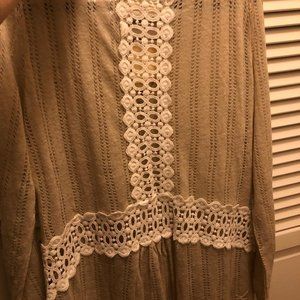 Anthropologie Cream & Lace Cardigan Sweater Top Plus New 2X